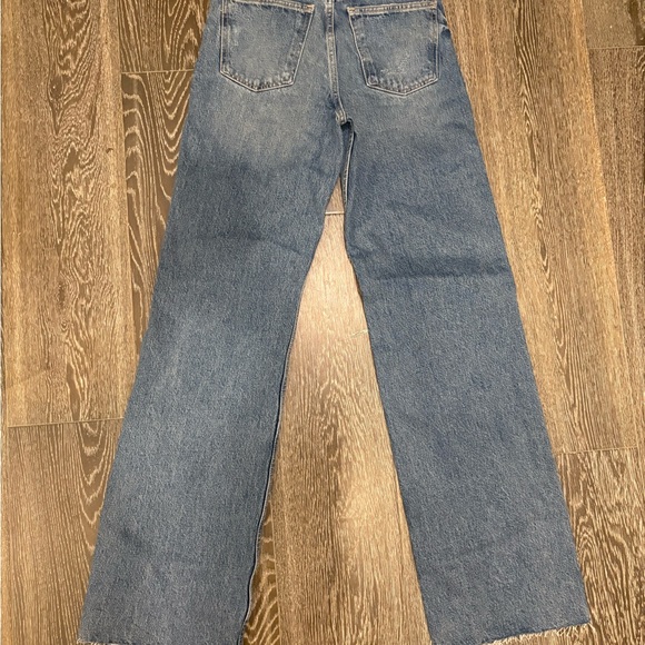 Zara Blue Distressed Straight Leg Jeans - Picture 2 of 3